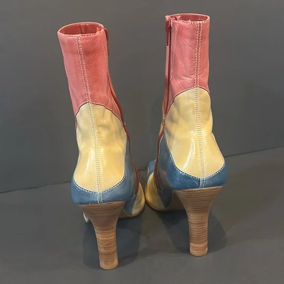 Vintage Diba “Martina” Patchwork Leather Boots Women’s Size 10 |  Pointed Toe - Picture 3 of 11